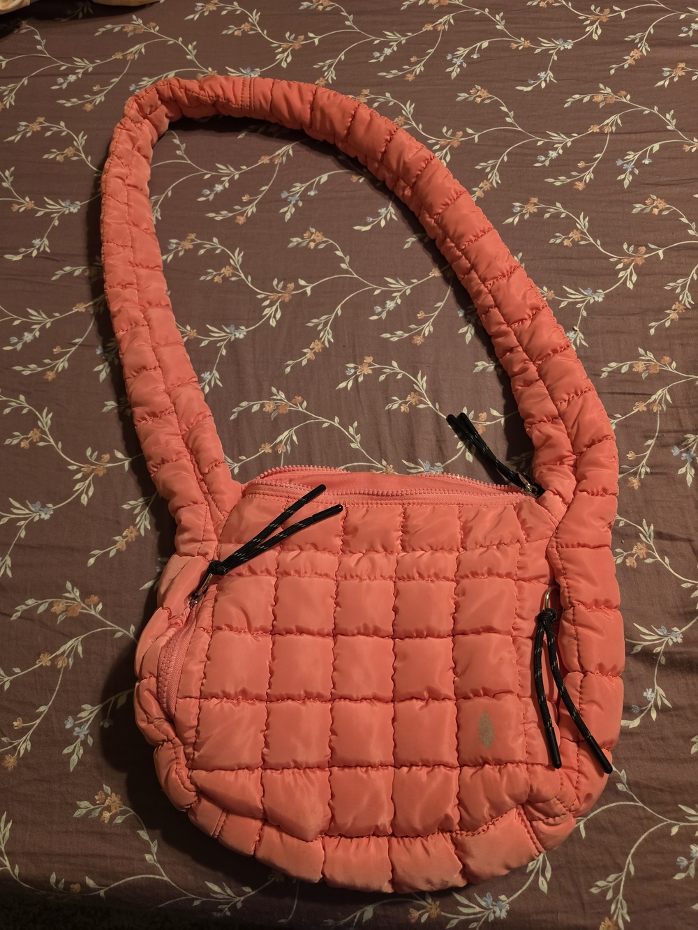 Free People Quilted Coral Crossbody Bag